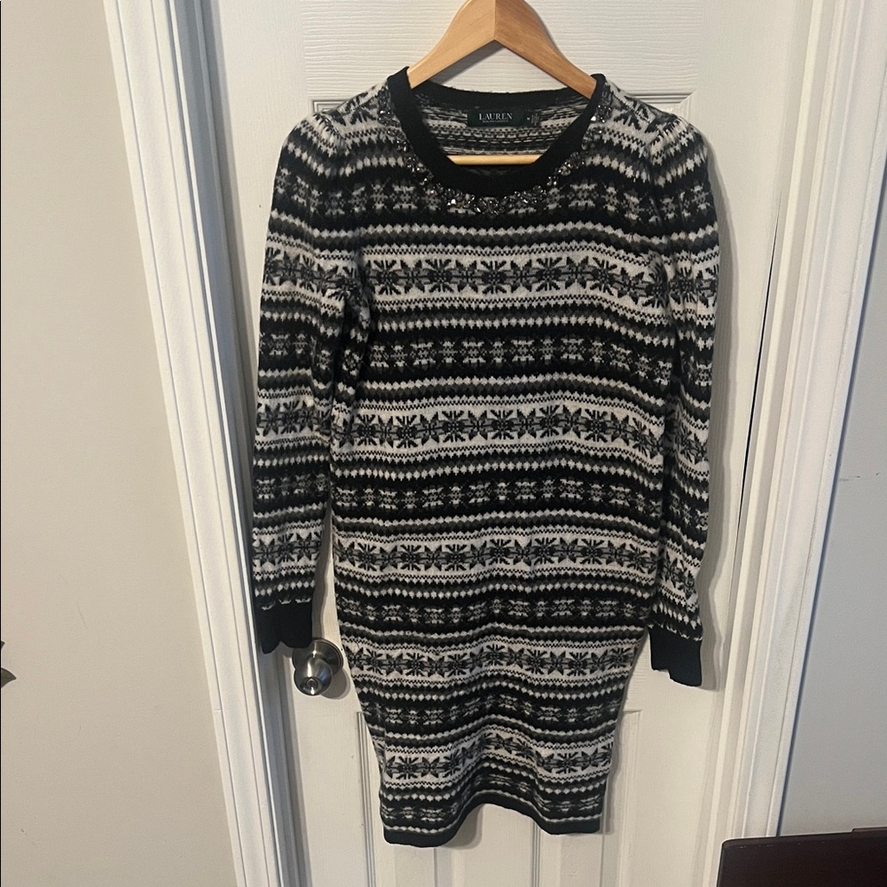 EUC Lauren Ralph Lauren Nordic Pattern Knit Dress Women Size Medium